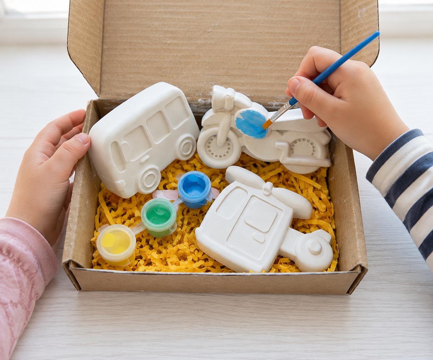 Paint Your Own Vehicle Craft Kit — Kids Birthday Gift | 3 Plaster Models, Paints & Brush