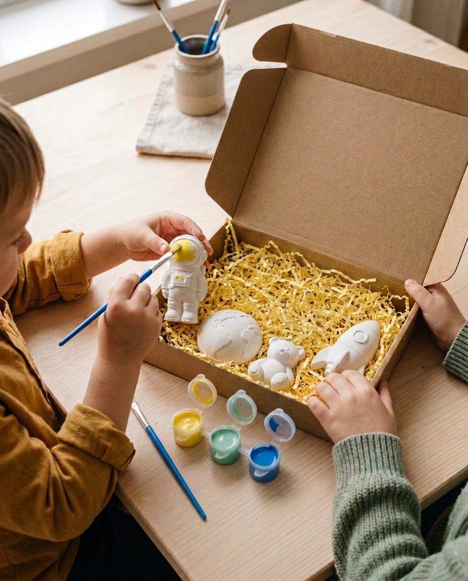 Paint Your Own Space Craft Kit — Kids Birthday Gift | Rocket, Astronaut & Planet, Paints & Brush