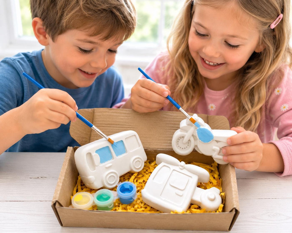 Paint Your Own Vehicle Craft Kit — Kids Birthday Gift | 3 Plaster Models, Paints & Brush